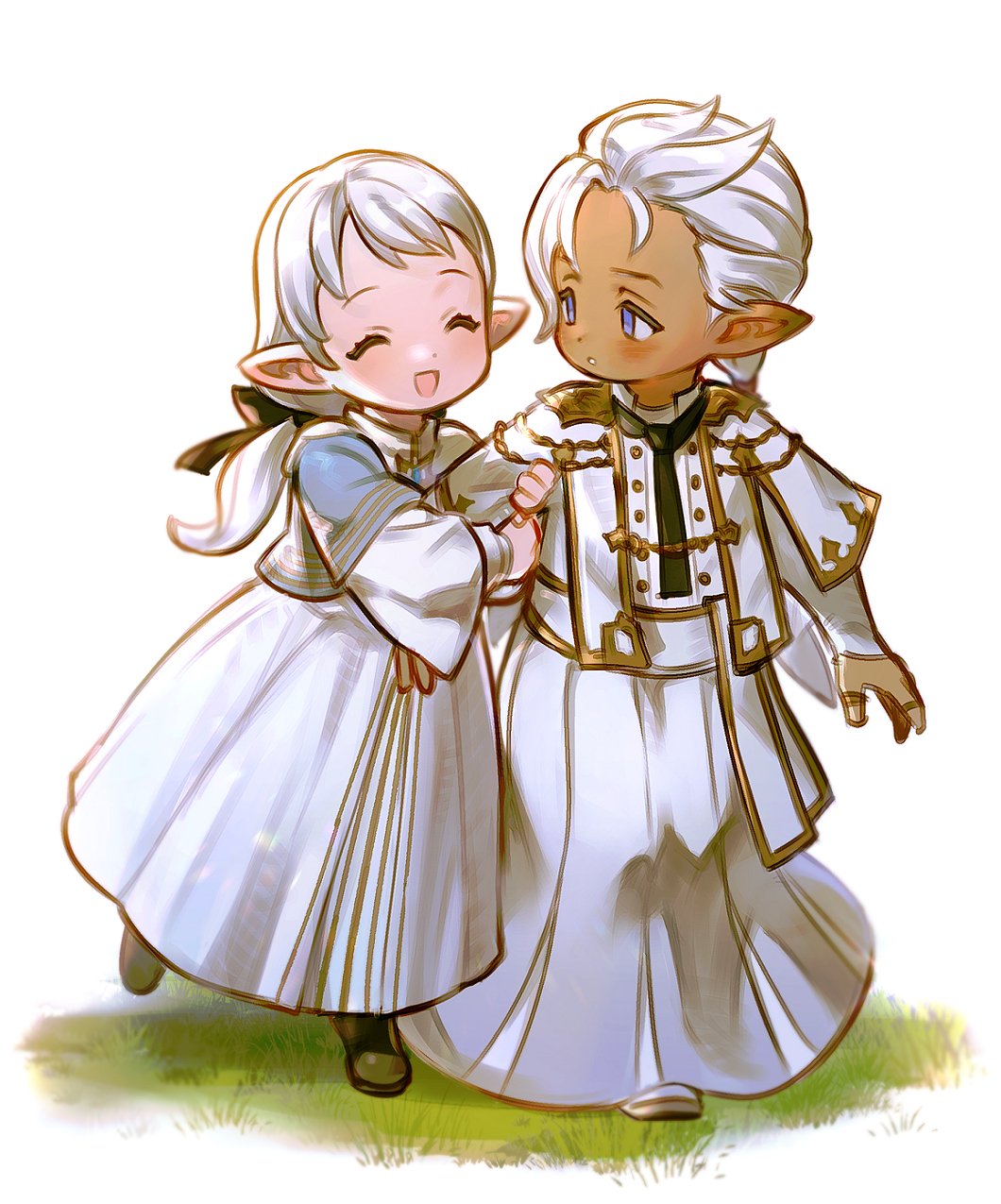 1boy, 1girl, ^_^, ^o^, alternate_race, ameliance_leveilleur, arm_hug, bangs