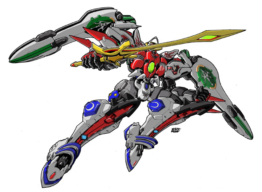 aquarion_(series), clenched_hand, don_allan_figueroa, english_commentary, head_tilt, highres, holding, holding_sword