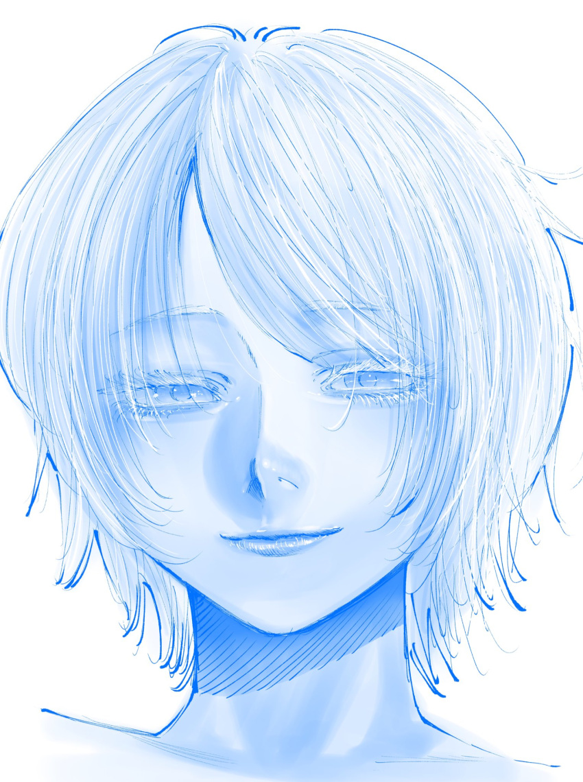 1girl, bangs, blue_theme, collarbone, dosanko_gyaru_wa_namaramenkoi, highres, ikada_kai, looking_at_viewer