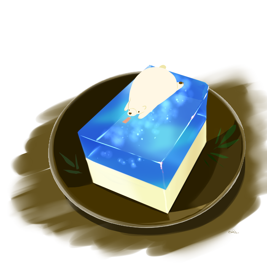 agar, animal, animal_focus, bear, chai_(drawingchisanne), commentary, double_exposure, lying