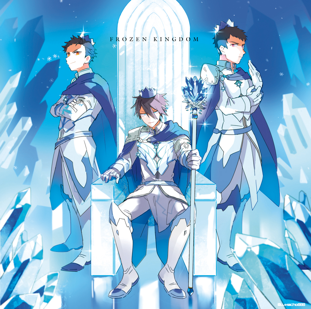 3boys, adjusting_clothes, adjusting_gloves, akuno_hideo, alternate_costume, armor, belt, black_hair