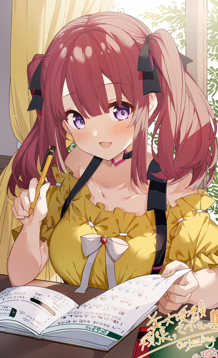 1girl, black_choker, blush, book, bow, breasts, choker, collarbone