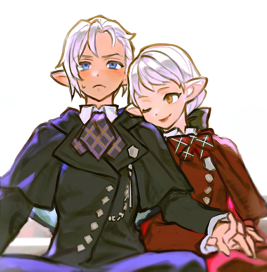 1boy, 1girl, alternate_costume, ameliance_leveilleur, bangs, black_capelet, black_jacket, blue_eyes