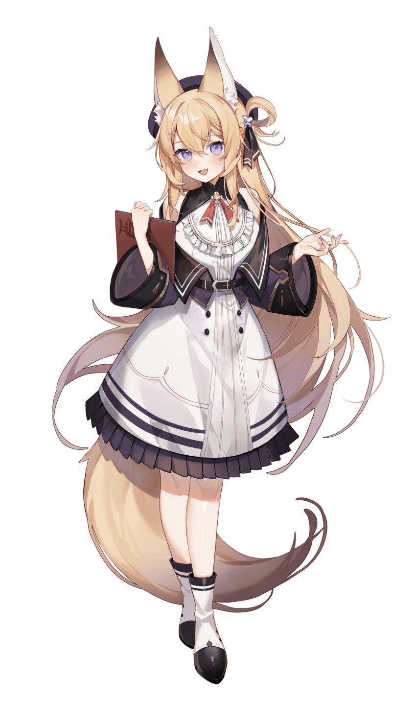 1girl, animal_ear_fluff, animal_ears, artist_request, bangs, blonde_hair, character_request, dress
