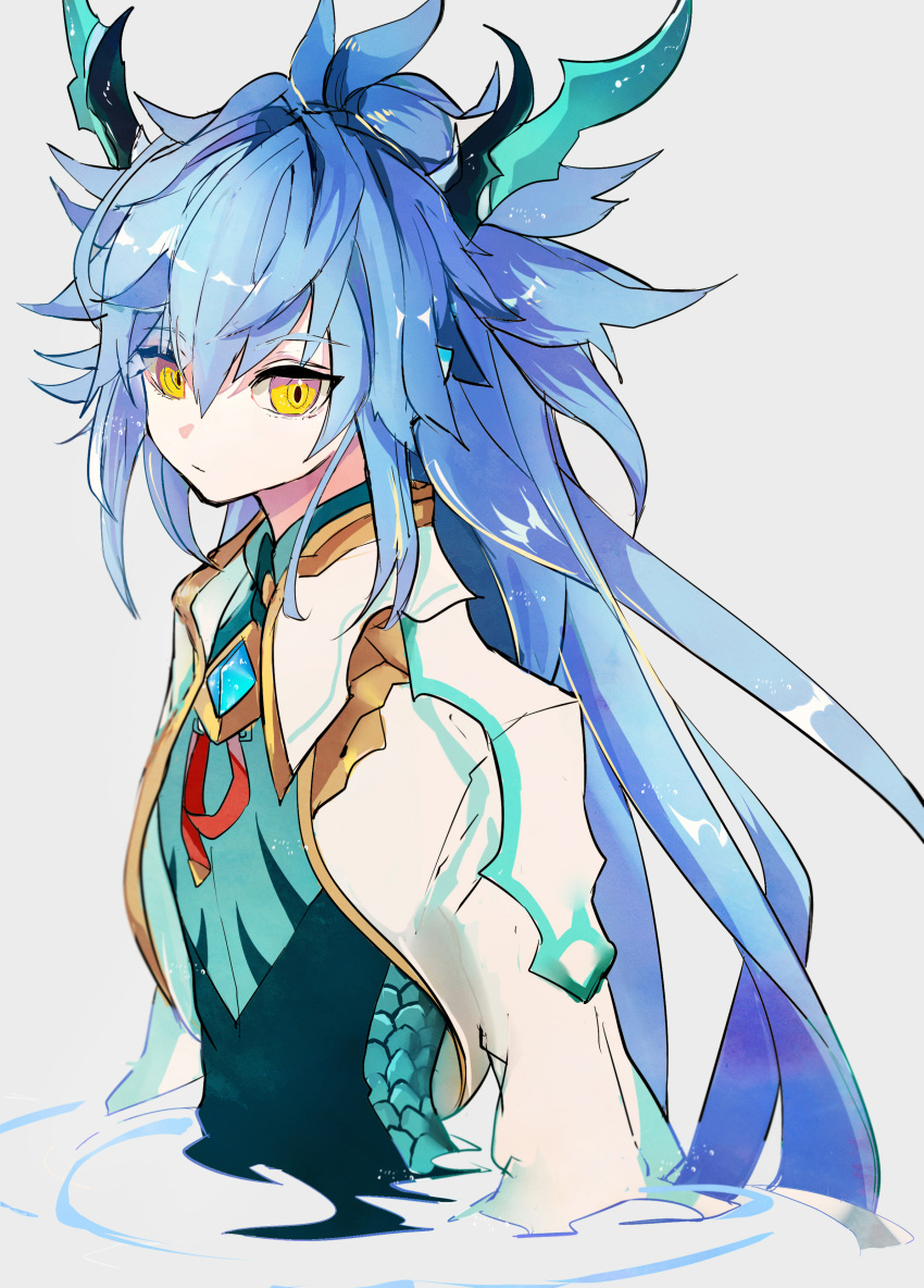 1boy, absurdres, androgynous, armor, blue_hair, closed_mouth, denif_(elsword), dragon_boy