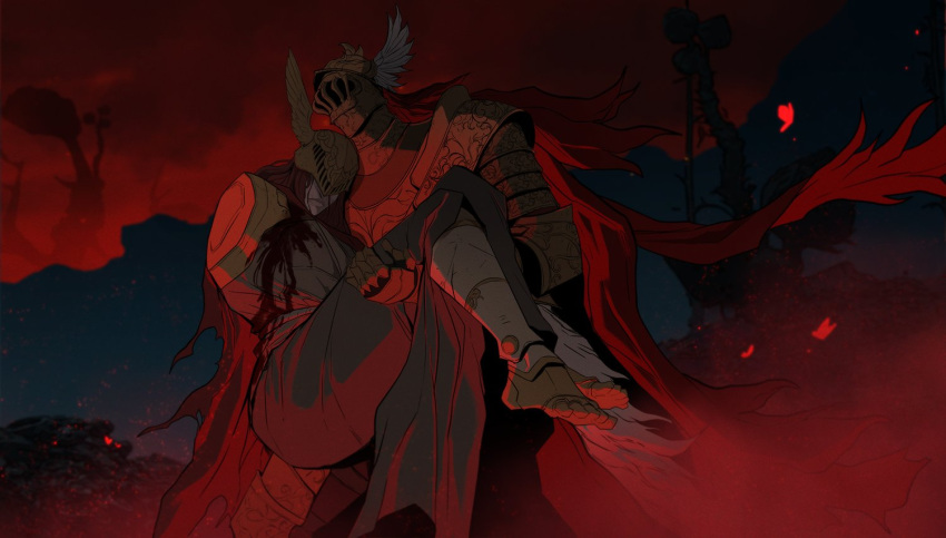 2girls, amputee, armor, banished_shadow, bleeding, blood, blood_on_clothes, breastplate