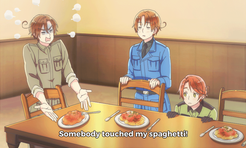3boys, =3, =_=, ahoge, angry, animated, animated_gif, anime_coloring