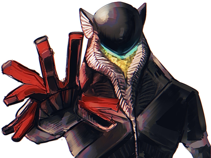1boy, alien, black_skin, blue_eyes, colored_skin, commentary_request, foreshortening, highres, long_fingers, looking_at_viewer, male_focus, mephilas_seijin, open_hand, oto_wsws, outstretched_hand, shin_ultraman, simple_background, ultra_series, white_background