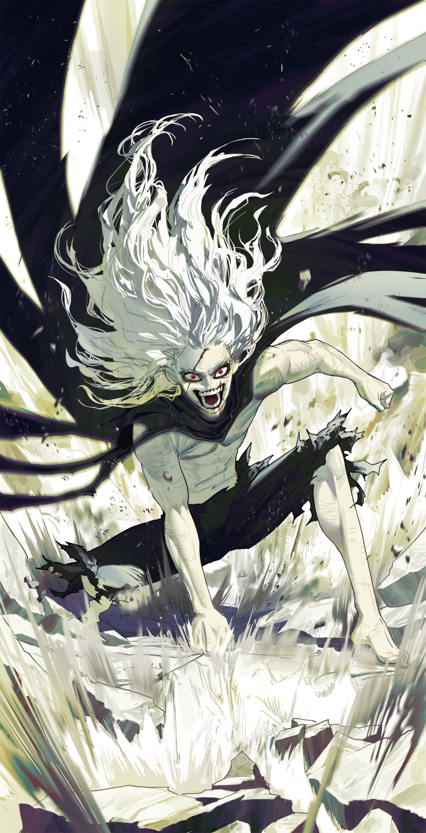 1boy, absurdres, barefoot, black_cape, blurry, blurry_foreground, boku_no_hero_academia, cape