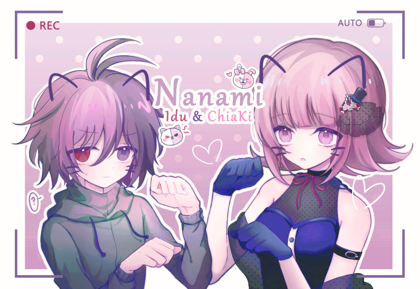 1boy, 1girl, antenna_hair, aoneko515, black_eyes, black_hair, blue_dress, blue_gloves