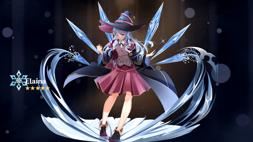 ;), absurdres, bare_legs, black_footwear, blazer, cape, collared_shirt, elaina_(majo_no_tabitabi)
