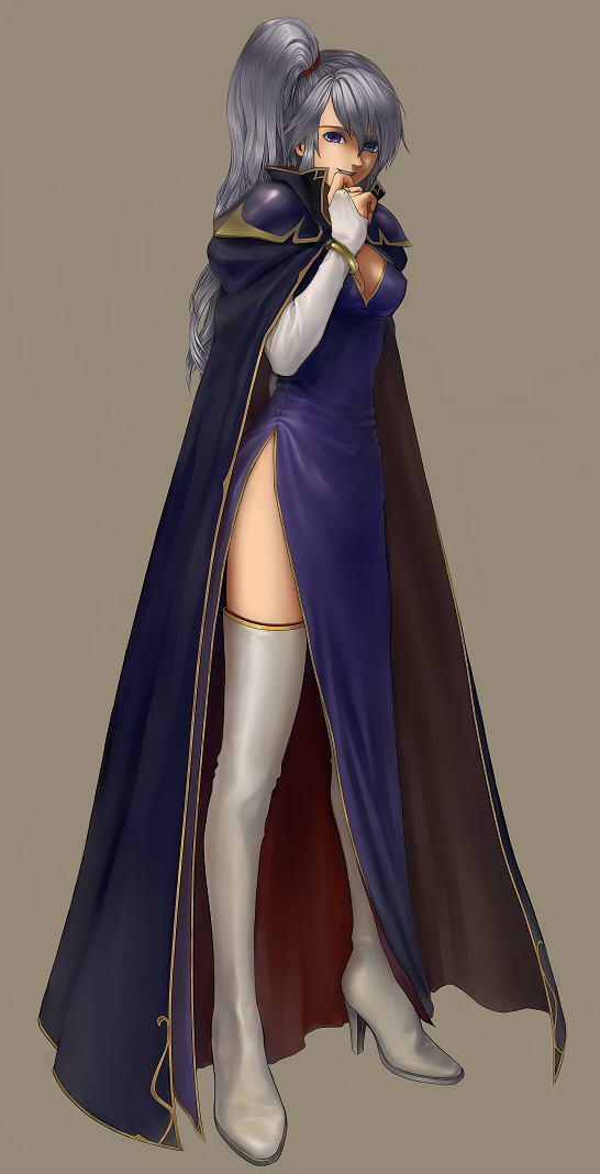 boots, bracelet, breasts, cape, cleavage, dress, fire_emblem, fire_emblem:_seisen_no_keifu
