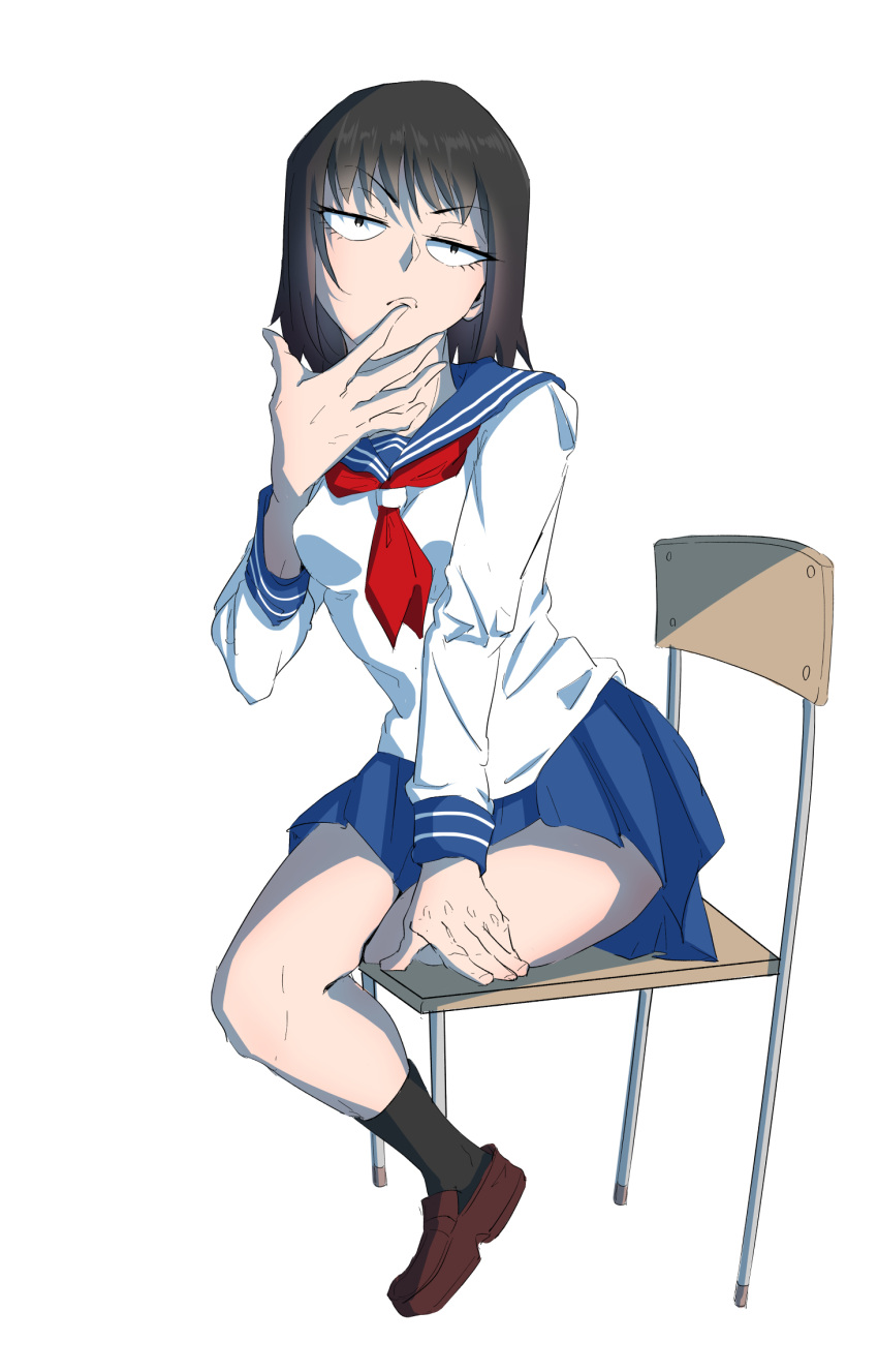 1girl, bangs, black_eyes, black_hair, highres, kurata_tome, long_sleeves, mob_psycho_100