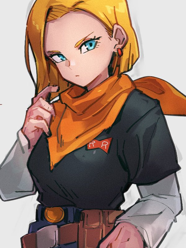 1girl, android_17, android_17_(cosplay), android_18, bandana, blonde_hair, blue_eyes, closed_mouth