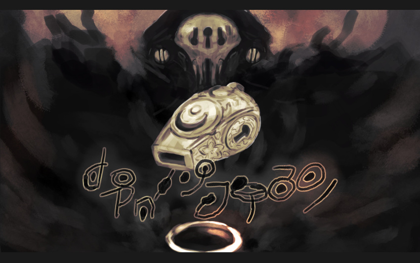 1other, ambiguous_gender, commentary_request, covered_face, crescent, dark, darkness, doni_(made_in_abyss)
