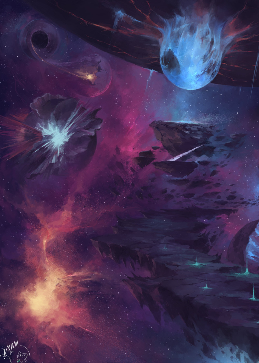 absurdres, arizdigitalart, black_hole, commentary, destruction, english_commentary, final_fantasy, final_fantasy_xiv