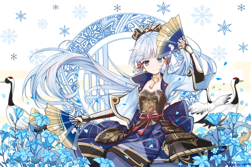 1girl, armguards, armor, bangs, bird, blunt_bangs, breastplate, choker
