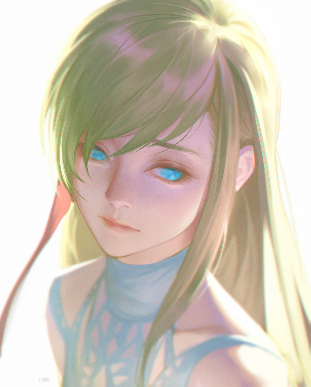 1girl, bangs, blonde_hair, blue_eyes, c_home, collarbone, final_fantasy, final_fantasy_xiv