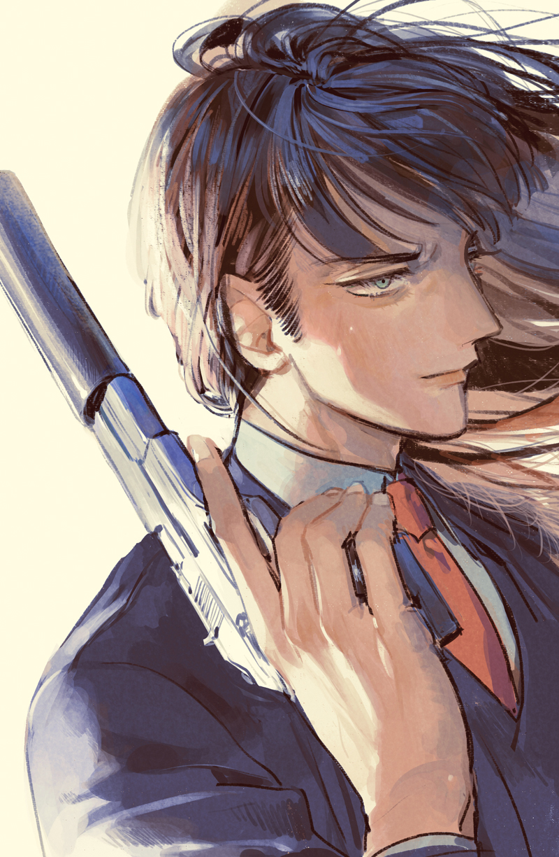 1boy, bangs, black_hair, blue_eyes, closed_mouth, collared_shirt, eroica_yori_ai_o_komete, eyelashes