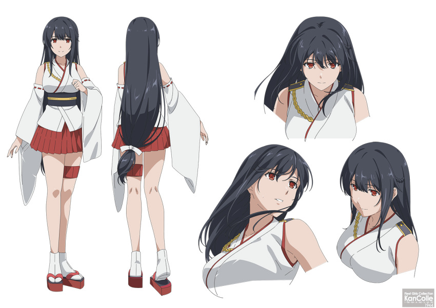 1girl, black_hair, floral_print, fusou_(kancolle), fusou_(kantai_collection), fusou_kai_ni_(kancolle), gradient, gradient_background