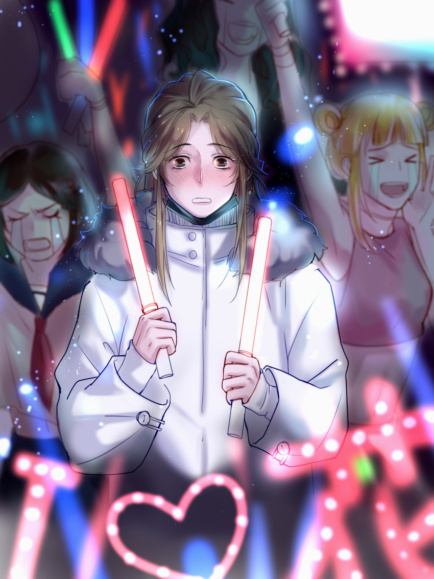 1boy, absurdres, bishounen, blush, glowstick, highres, lights, long_hair, male_focus, shiyangtacit, tian_guan_ci_fu, xie_lian