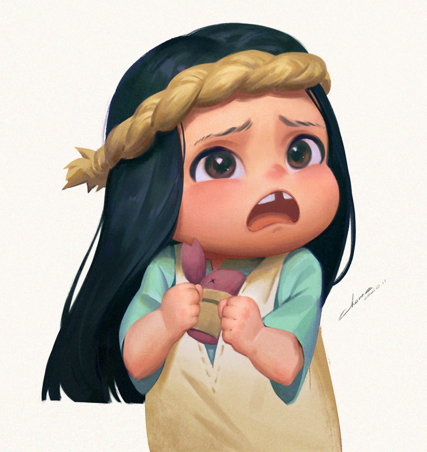 1girl, black_hair, brown_eyes, c_home, child, clenched_hands, commentary_request, forehead