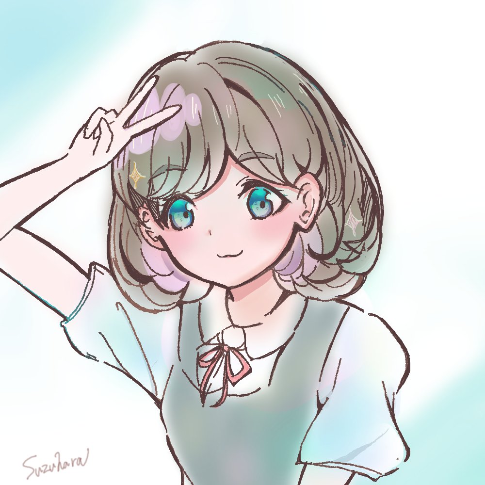 1girl, bangs, birthday, blue_eyes, blush, commentary, grey_hair, looking_at_viewer