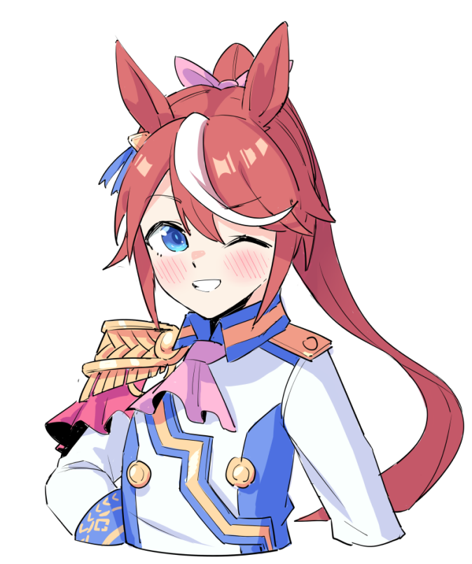 1girl, animal_ears, ascot, ayuuuuuu, bangs, blue_eyes, blush, brown_hair