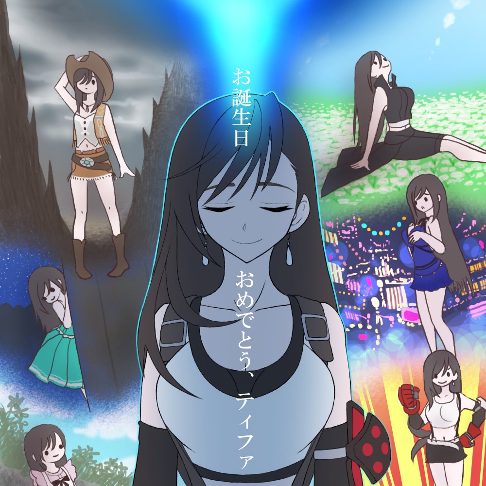 1girl, bare_arms, belt, black_hair, black_shirt, black_shorts, blackgloves, blue_dress