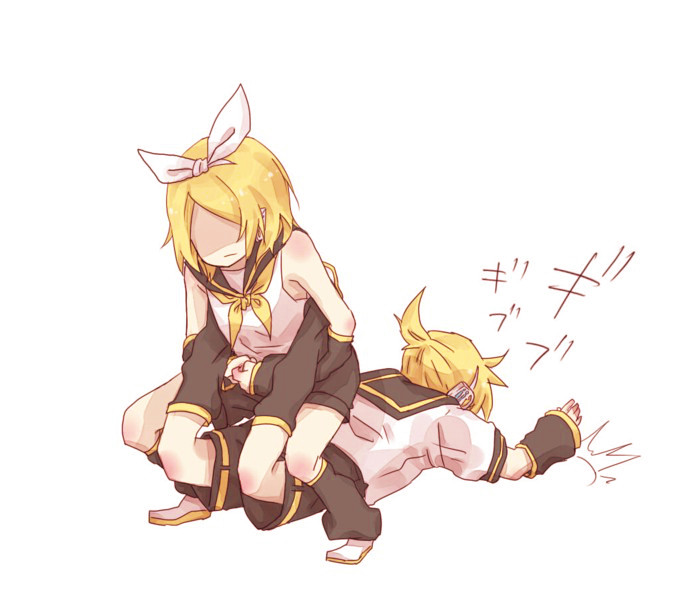 1boy, 1girl, bangs, black_sailor_collar, black_shorts, black_sleeves, blonde_hair, bow