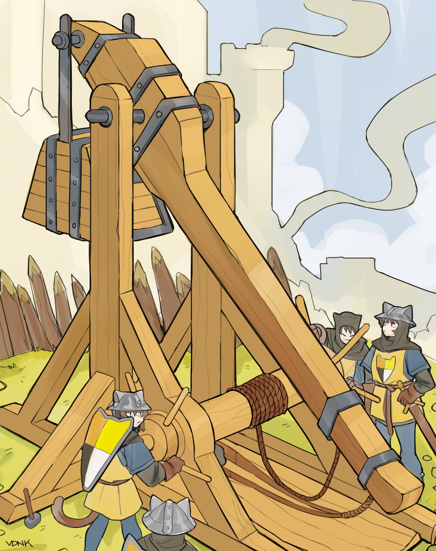 19vodnik, 4girls, :|, absurdres, animal_ears, armor, artist_name, belt