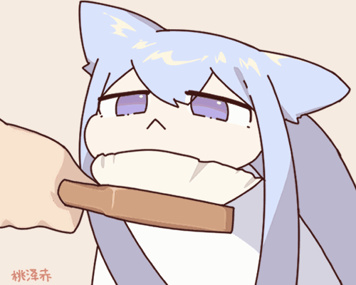 2girls, :<, animal_ears, animated, animated_gif, artist_name, blue_hair, brushing