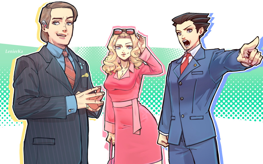 2boys, ace_attorney, bag, better_call_saul, black_hair, blonde_hair, blue_eyes, blue_jacket