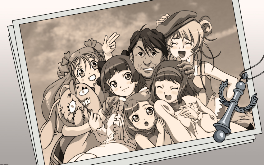 floe, frankenplush, highres, mamiina, monochrome, negativezero, rimone, rodoreamon