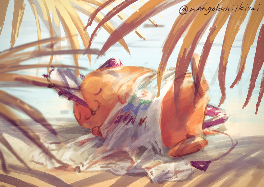 1other, :3, animal, artist_name, beach, chainsaw, chainsaw_man, closed_eyes