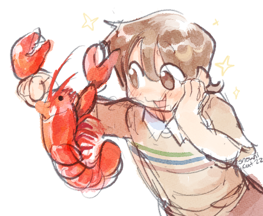 1girl, aioi_yuuko, animal, bangs, blush, brown_eyes, brown_hair, food