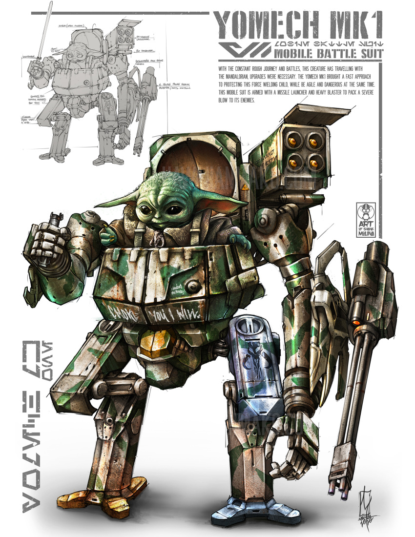 absurdres, alien, aurebesh, black_eyes, camouflage, crossover, emblem, energy_cannon