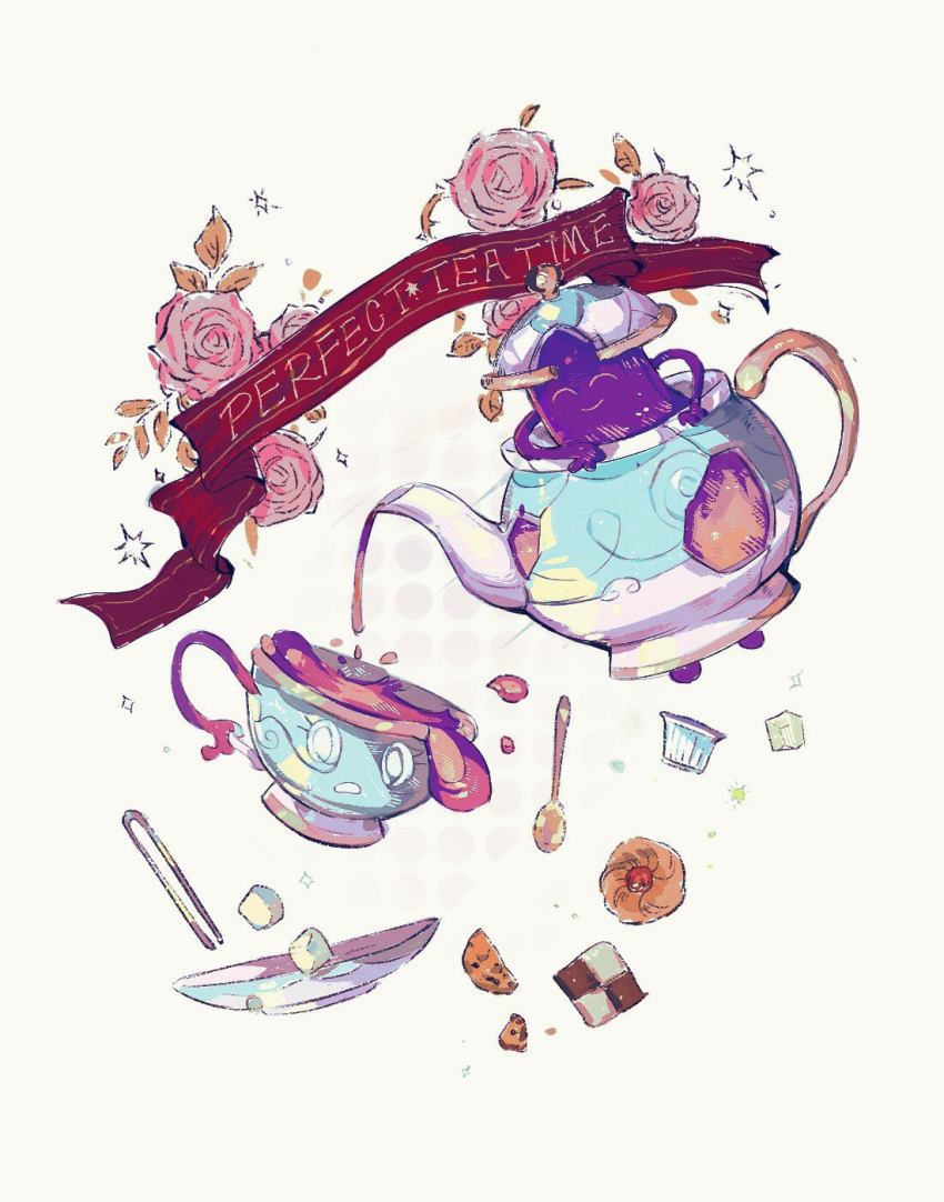 ^_^, banner, biscuit_(bread), closed_eyes, closed_mouth, flower, highres, olopheris