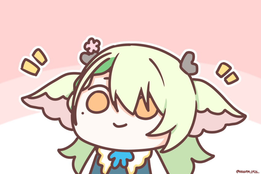 1girl, animal_ears, bangs, ceres_fauna, chibi, closed_mouth, green_hair, hair_between_eyes