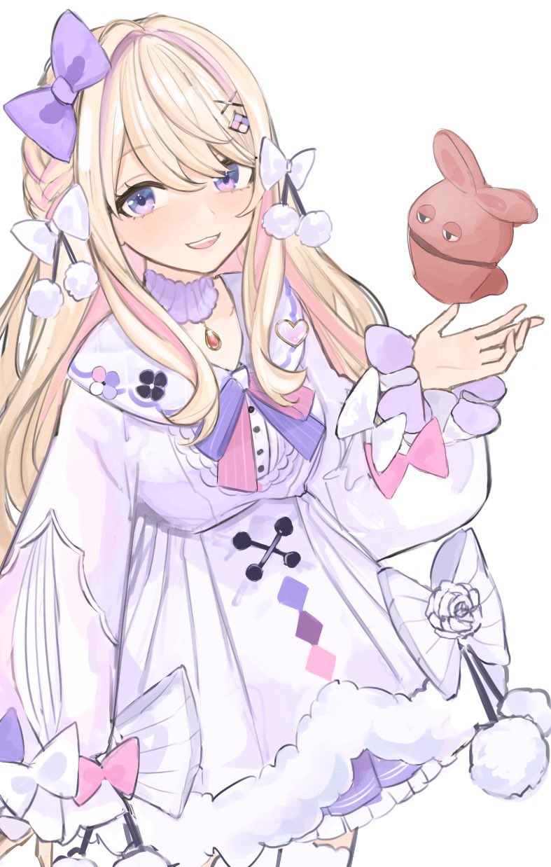 1girl, bangs, blue_bow, blue_choker, blue_eyes, blue_ribbon, blue_skirt, blush