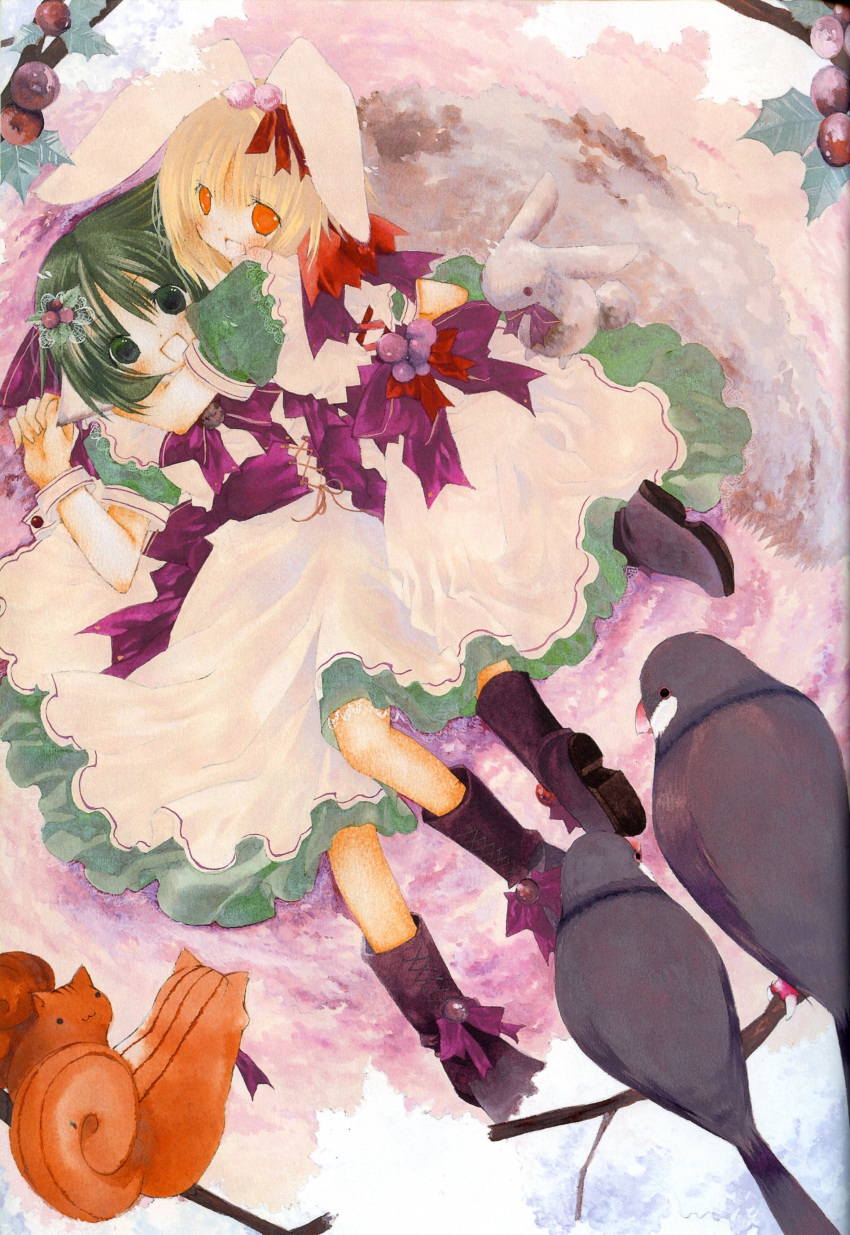 animal_ears, binding_discoloration, rabbit_ears, greenwood, lolita_fashion, midori, moo, nekomimi
