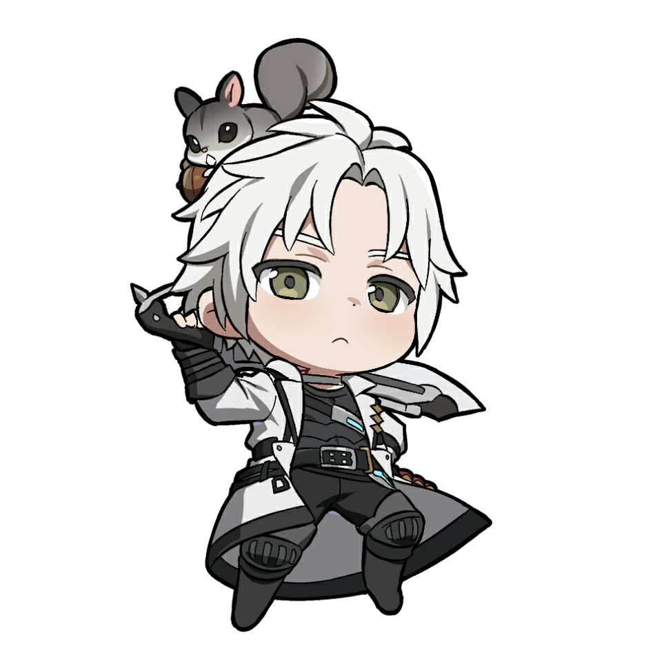 1boy, acorn, animal_on_head, bangs, belt, black_footwear, black_pants, chibi