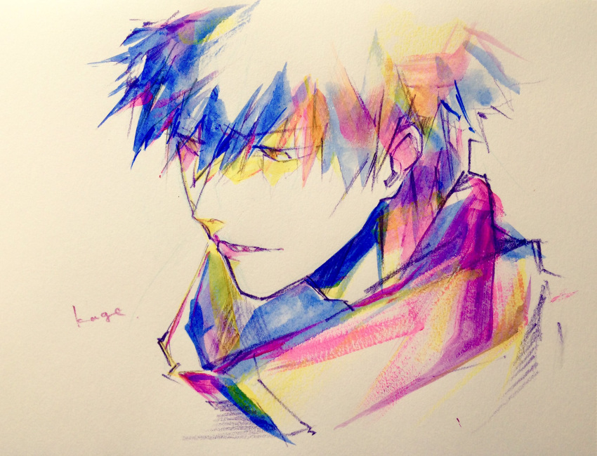 1boy, bangs, character_name, chikuwa_(dr0603), hair_between_eyes, highres, kageura_masato, limited_palette