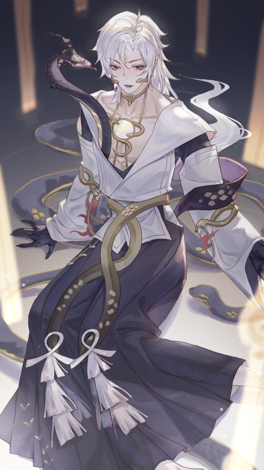 1boy, anmaki, bishounen, hakama, hakama_pants, highres, japanese_clothes, long_hair