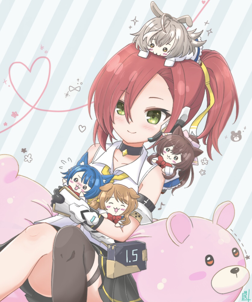 5girls, :3, :d, ^_^, ahoge, aizawa_kazuha, animal_ear_fluff, animal_ears