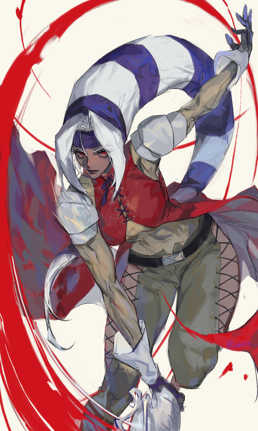 1girl, absurdres, akame_(chokydaum), breasts, foxy_(kof), gloves, headband, highres