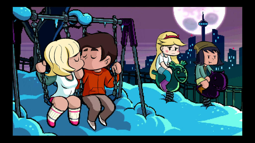 1boy, 3girls, black_hair, blonde_hair, brown_hair, couple, jackie_lynn_thomas, janna_ordonia, jealous, kiss, marco_diaz, star_butterfly, star_vs_the_forces_of_evil