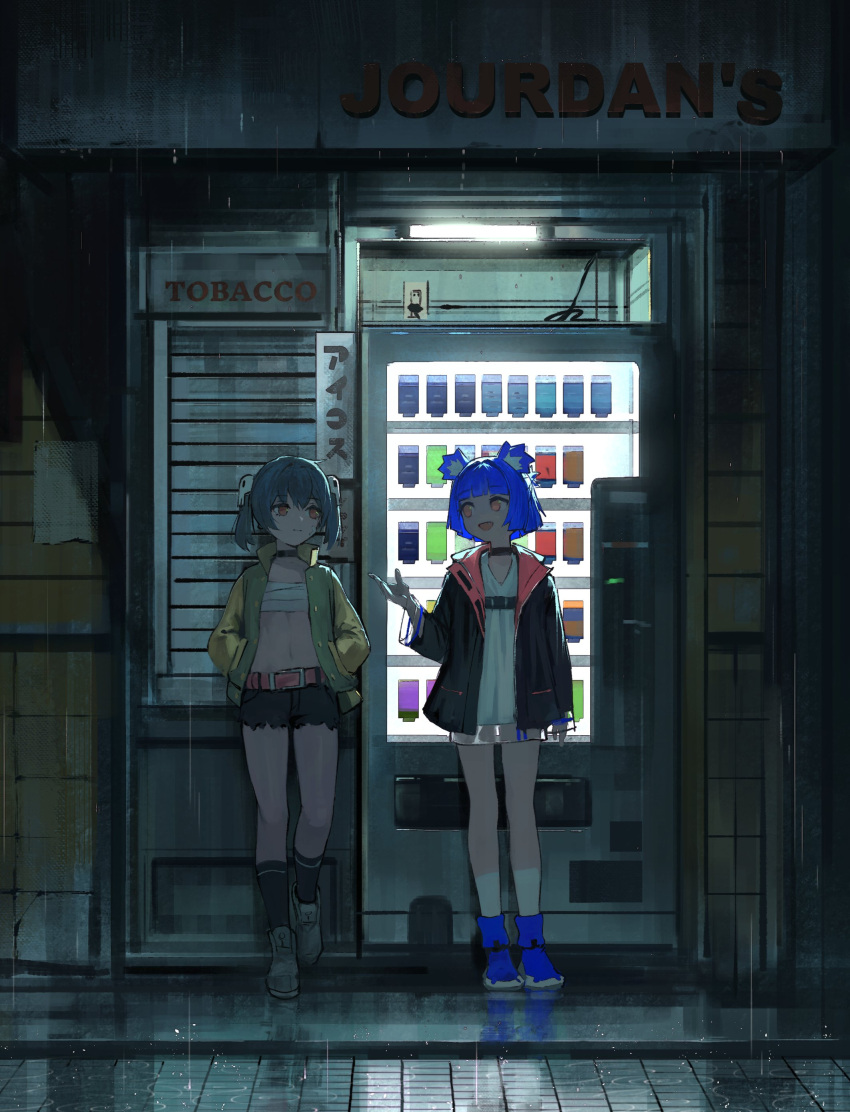 2girls, :d, absurdres, against_wall, animal_ears, bangs, bear_ears, bear_girl