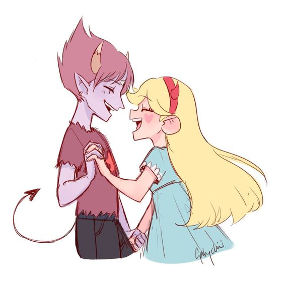 1boy, 1girl, blonde_hair, couple, horns, redhead, star_butterfly, star_vs_the_forces_of_evil, tom_lucitor