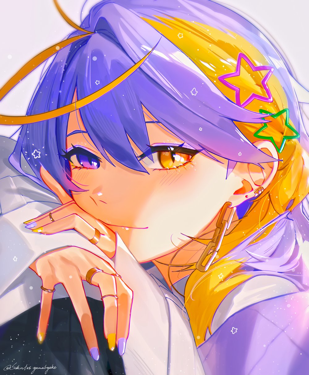 1boy, ahoge, androgynous, aster_arcadia, blonde_hair, closed_mouth, heterochromia, highres